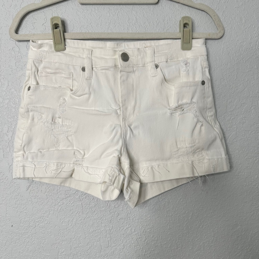 [BLANKNYC] The Fulton White Distressed Denim Jean‎ Shorts Size 28